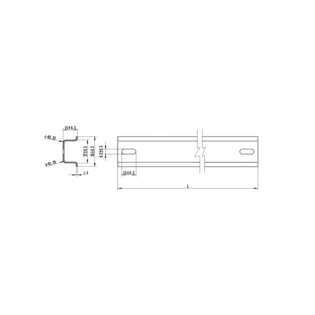 Delock DIN Rail 35 x 15 mm (100 cm) Aluminium