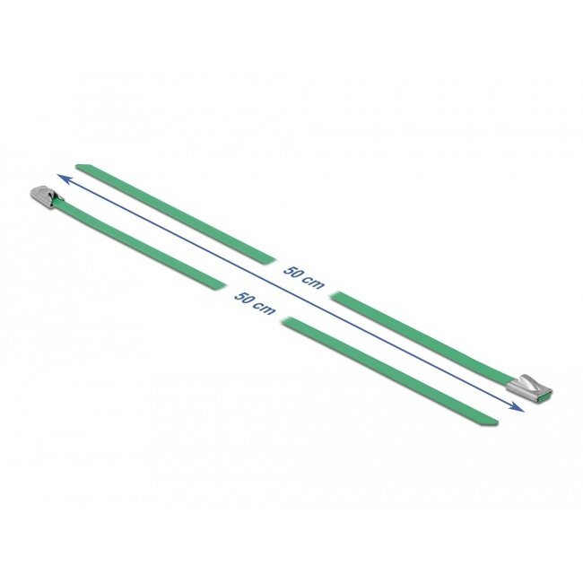 Delock Stainless Steel Cable Ties L 500 x W 4.6 mm green 10 pieces