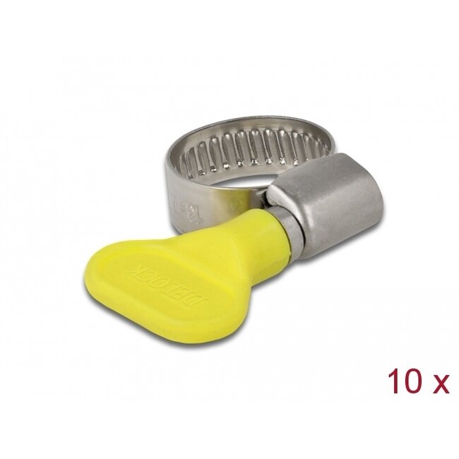 Delock Butterfly Hose Clamp 13 - 19 mm 10 pieces yellow