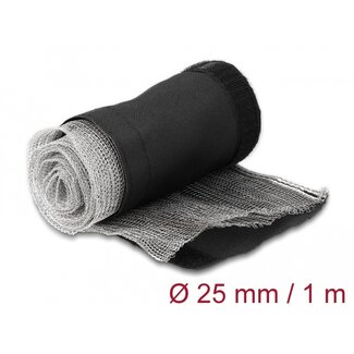 DeLOCK Delock EMI Shielding braided sleeve with hook-and-loop fastener heat resistant 1 m x 25 mm black