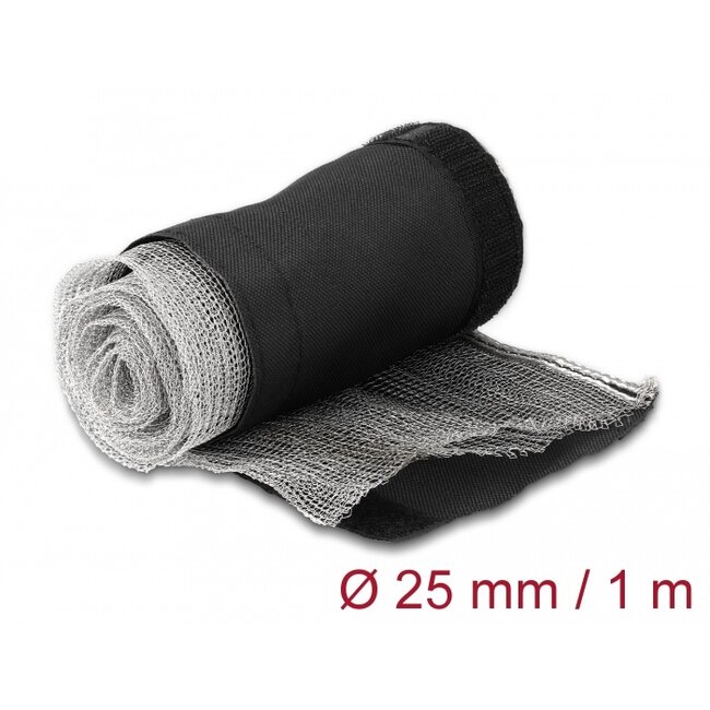 Delock EMI Shielding braided sleeve with hook-and-loop fastener heat resistant 1 m x 25 mm black