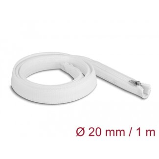 DeLOCK Delock Braided Sleeve with zip fastener heat-resistant 1 m x 20 mm white