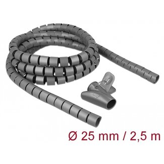 DeLOCK Delock Spiral Hose with Pull-in Tool 2.5 m x 25 mm grey
