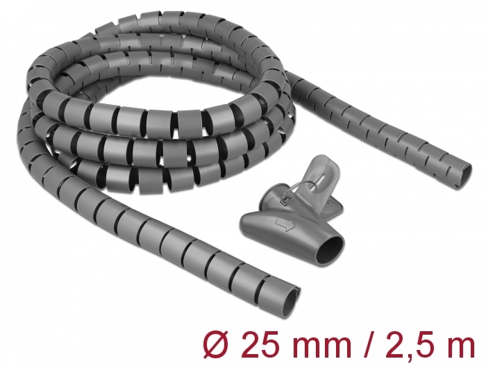 Delock Spiral Hose with Pull-in Tool 2.5 m x 25 mm grey |