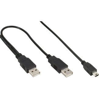 InLine® InLine® Mini USB 2.0 Y-kabel, 2x USB A/M naar mini USB 5-pins M, 1.5m