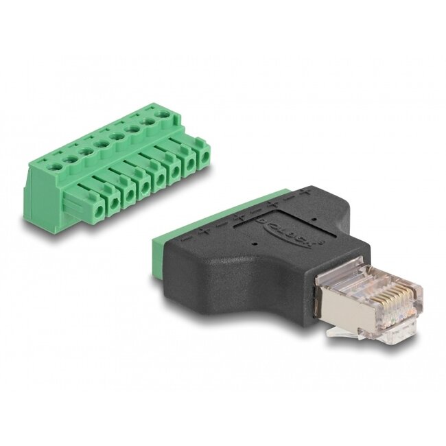 Delock Adapter RJ45 male > Terminal Block 8 pin 2-part 3.81 mm