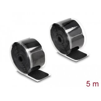 DeLOCK Delock Hook-and-loop pad on roll self-adhesive 45 x 50 mm - length 5 m black