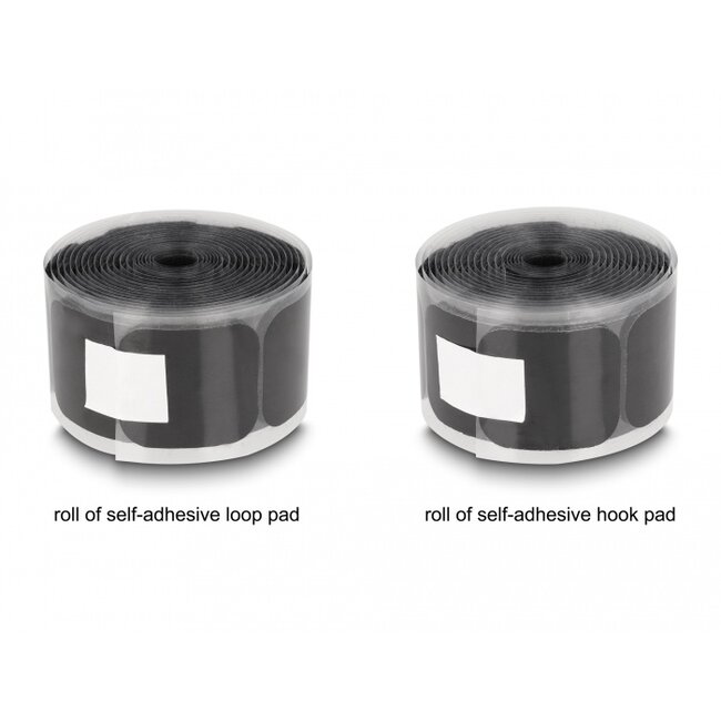 Delock Hook-and-loop pad on roll self-adhesive 45 x 50 mm - length 5 m black