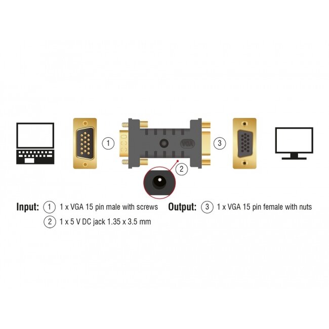 Delock Adapter VGA male > VGA female EDID Emulator