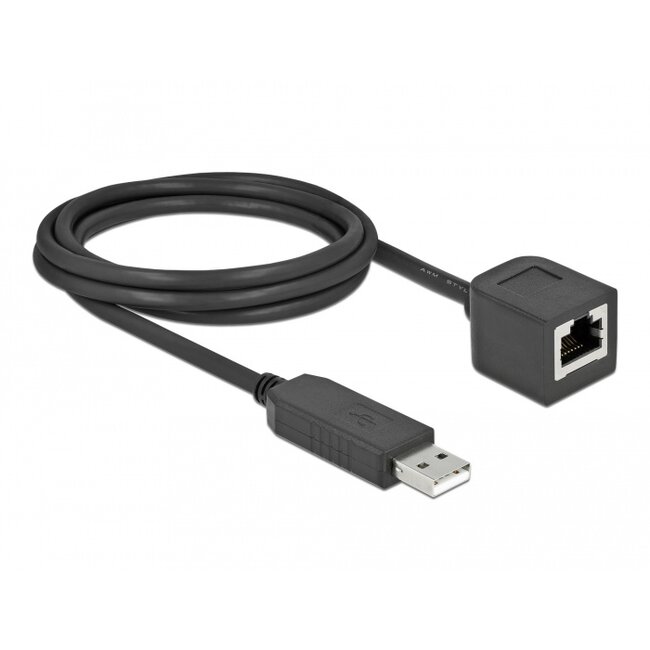Delock Serial Connection Cable with FTDI chipset, USB 2.0 Type-A male to RS-232 RJ45 female 2 m black