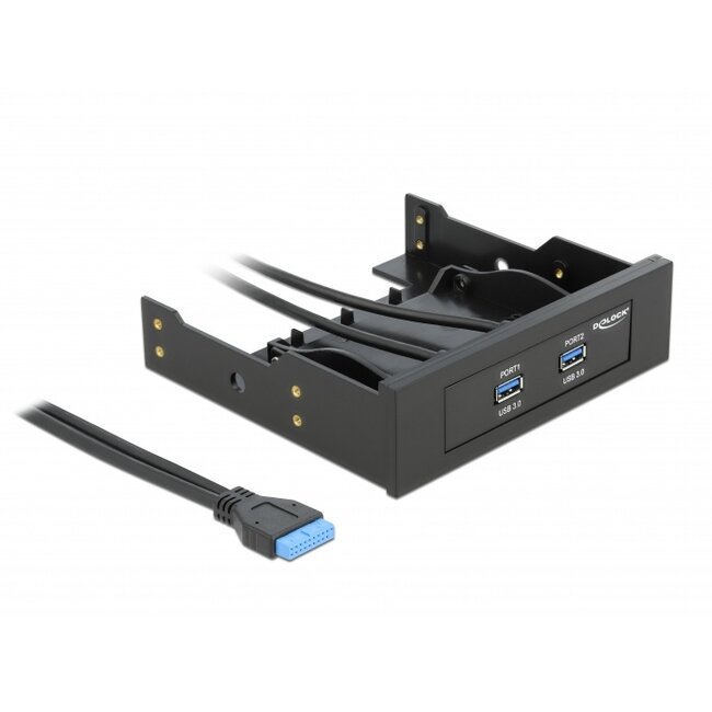 Delock USB 3.0 Front Panel 2 Port with internal 19 Pin USB 3.0 Pin Header