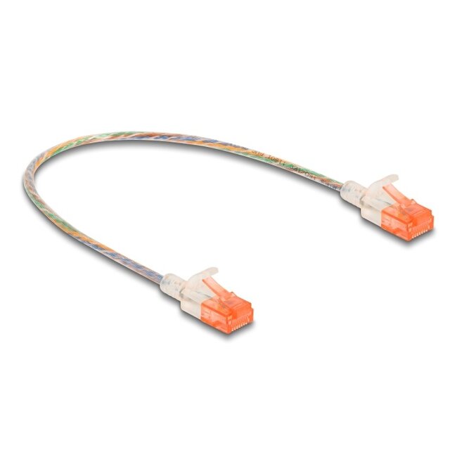 Delock RJ45 Network Cable Cat.6A U/UTP Slim 0.3 m transparent