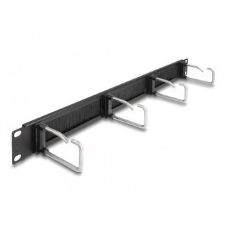 DeLOCK Delock 19″ Cable Management Brush Strip with 4 metal hooks 1U black