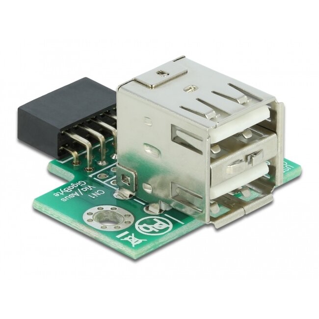 Delock USB Pin Header female > 2 x USB 2.0 Type-A female - up
