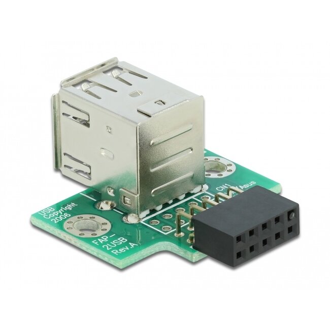 Delock USB Pin Header female > 2 x USB 2.0 Type-A female - up