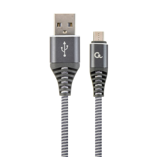 Premium micro-USB laad- & datakabel 'katoen', 2 m, spacegrey/wit