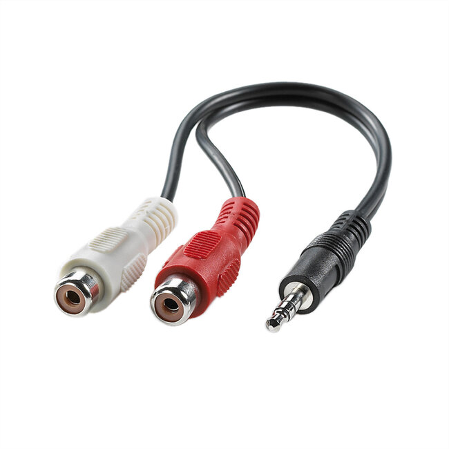 VALUE 3,5 mm (M) -naar-cinch (2x F) kabel, zwart, 0,2 m