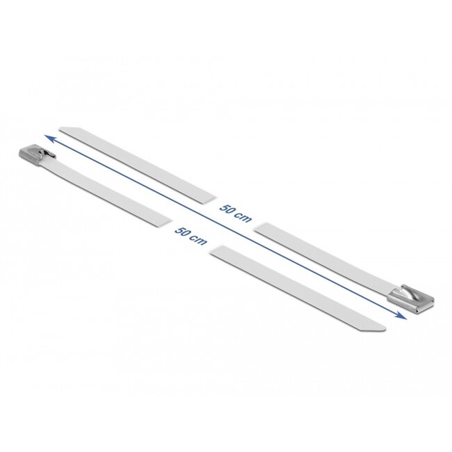 Delock Stainless Steel Cable Ties L 500 x W 7.9 mm white 10 pieces