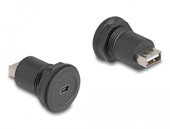Delock USB 2.0 Type Mini-B to USB 2.0 Type-A built-in connector black |