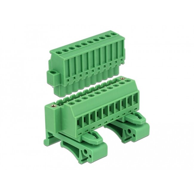 Delock Terminal block set for DIN rail 10 pin with screw lock