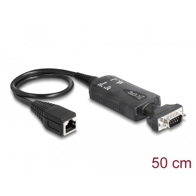 Delock Converter Ethernet LAN RJ45 10/100 Mbps jack to serial RS-232 DB9 male with nuts