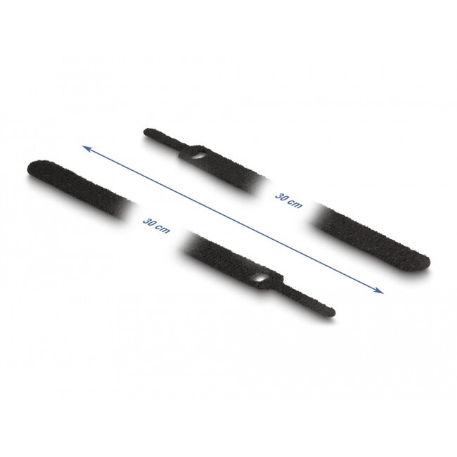 Delock Hook-and-loop cable tie L 300 x W 12 mm black 10 pieces