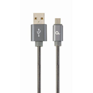 Cablexpert Premium micro-USB laad- & datakabel 'metaal', 2 m, metallic-grijs