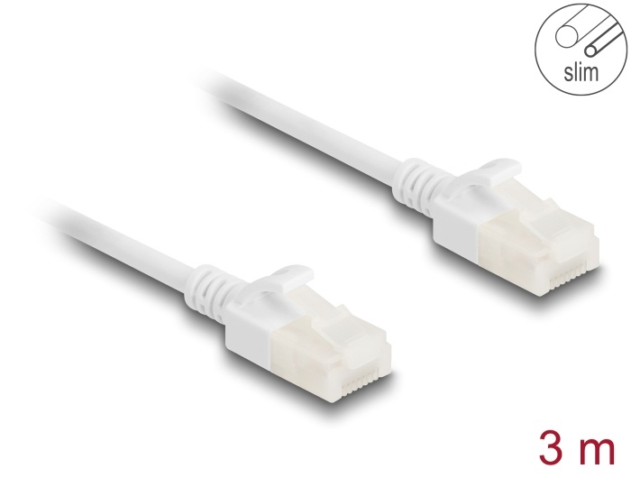 Delock RJ45 Network Cable Cat.6A plug to plug with robust latch for industrial use U/UTP Slim 3 m white |