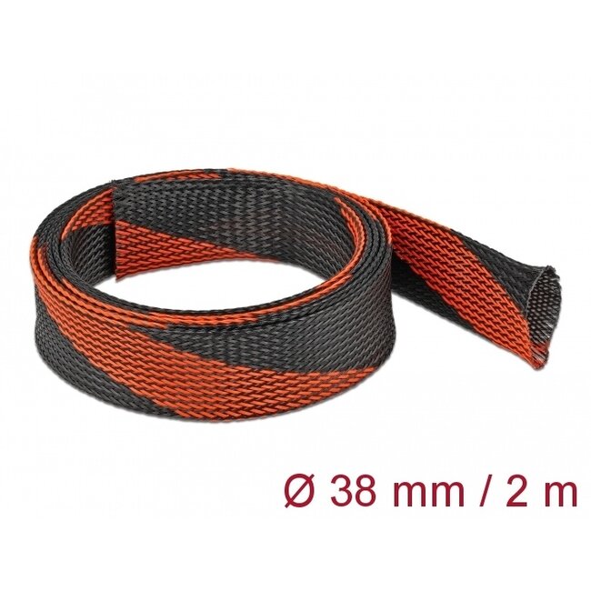 Delock Braided Sleeve stretchable 2 m x 38 mm black-red