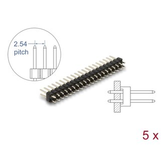 DeLOCK Delock Pin header 20 pin, pitch 2.54 mm, 2-row, straight, 5 pieces