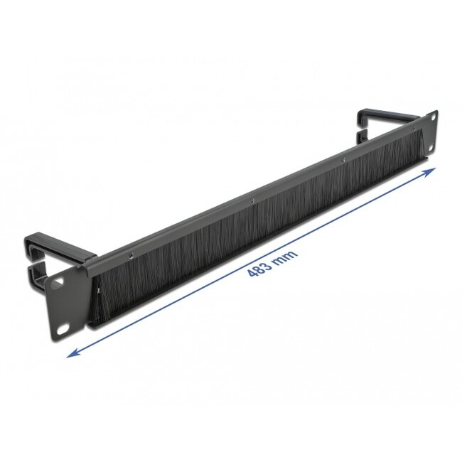 Delock 19″ Cable Management Brush Strip with 2 hooks 1U black