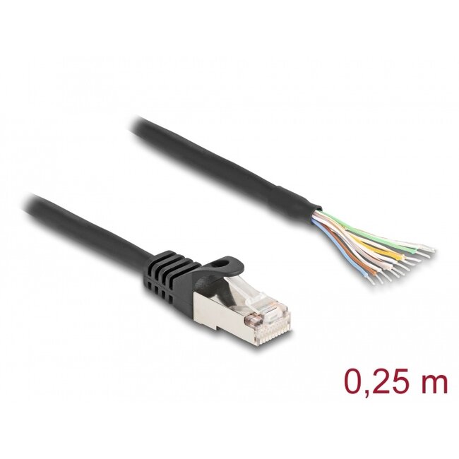 Delock Cable RJ50 male to open wire ends S/FTP 0.25 m black