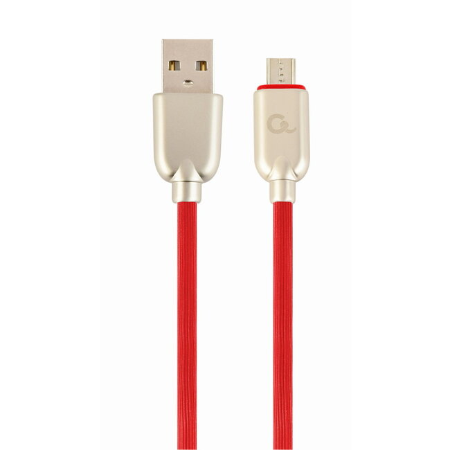 Premium micro-USB laad- & datakabel 'rubber', 2 m, rood