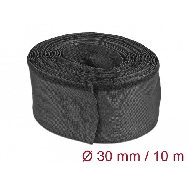 Delock Woven Sleeve with Hook-and-Loop Fastener heat-resistant 10 m x 30 mm black