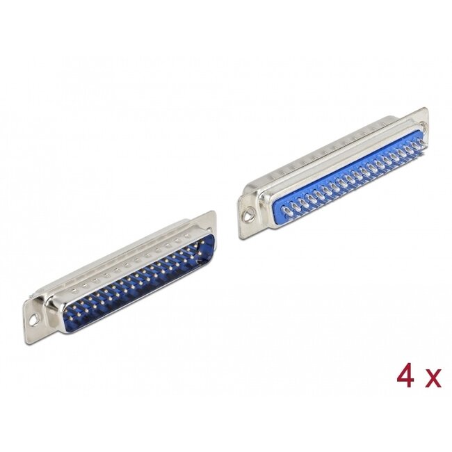 Delock D-Sub 37 pin male metal, solder version, 4 pieces
