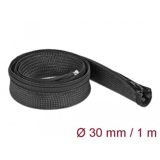 DeLOCK Delock Braided Sleeve with zip fastener heat-resistant 1 m x 30 mm black