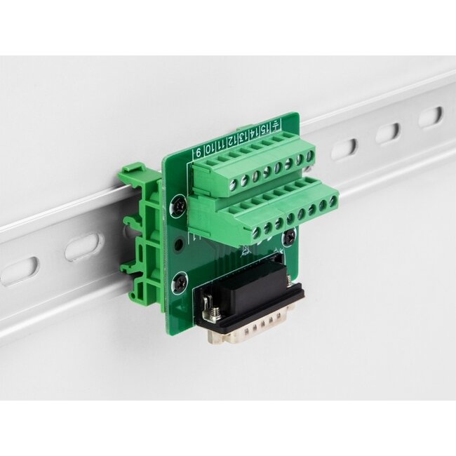 Delock D-Sub 15 pin male to Terminal Block for DIN rail