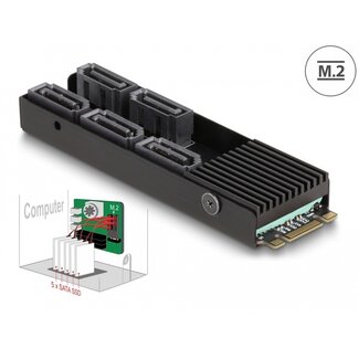DeLOCK Delock Converter M.2 2280 Key B+M male to 5 x SATA with heat sink