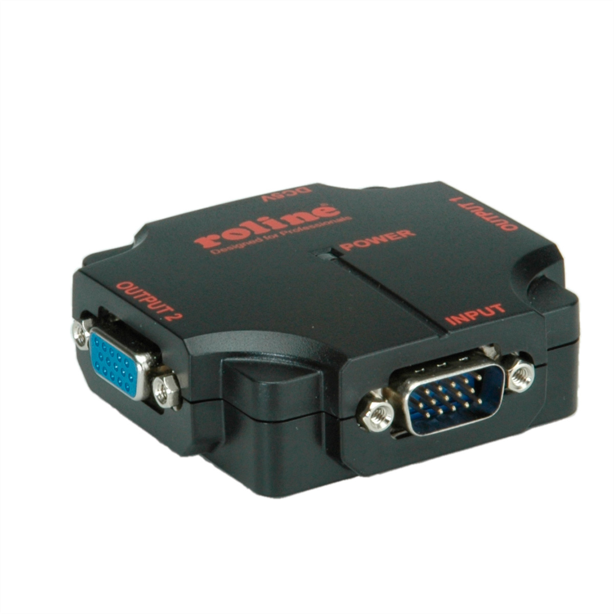 Roline ROLINE VGA Video-Splitter, 2-port, 450MHz, High Resolution. Aansluiting video: VGA, Video uit: 2x VGA. Maximum resolutie: 1920 x 1080 Pixels, Kleur van het product: Zwart, M