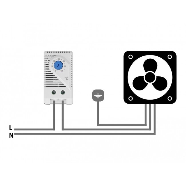 Delock Thermostat with normally open contact for DIN rail