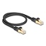 Delock RJ45 Network Cable with braided jacket Cat.6A S/FTP plug to plug 0.5 m black