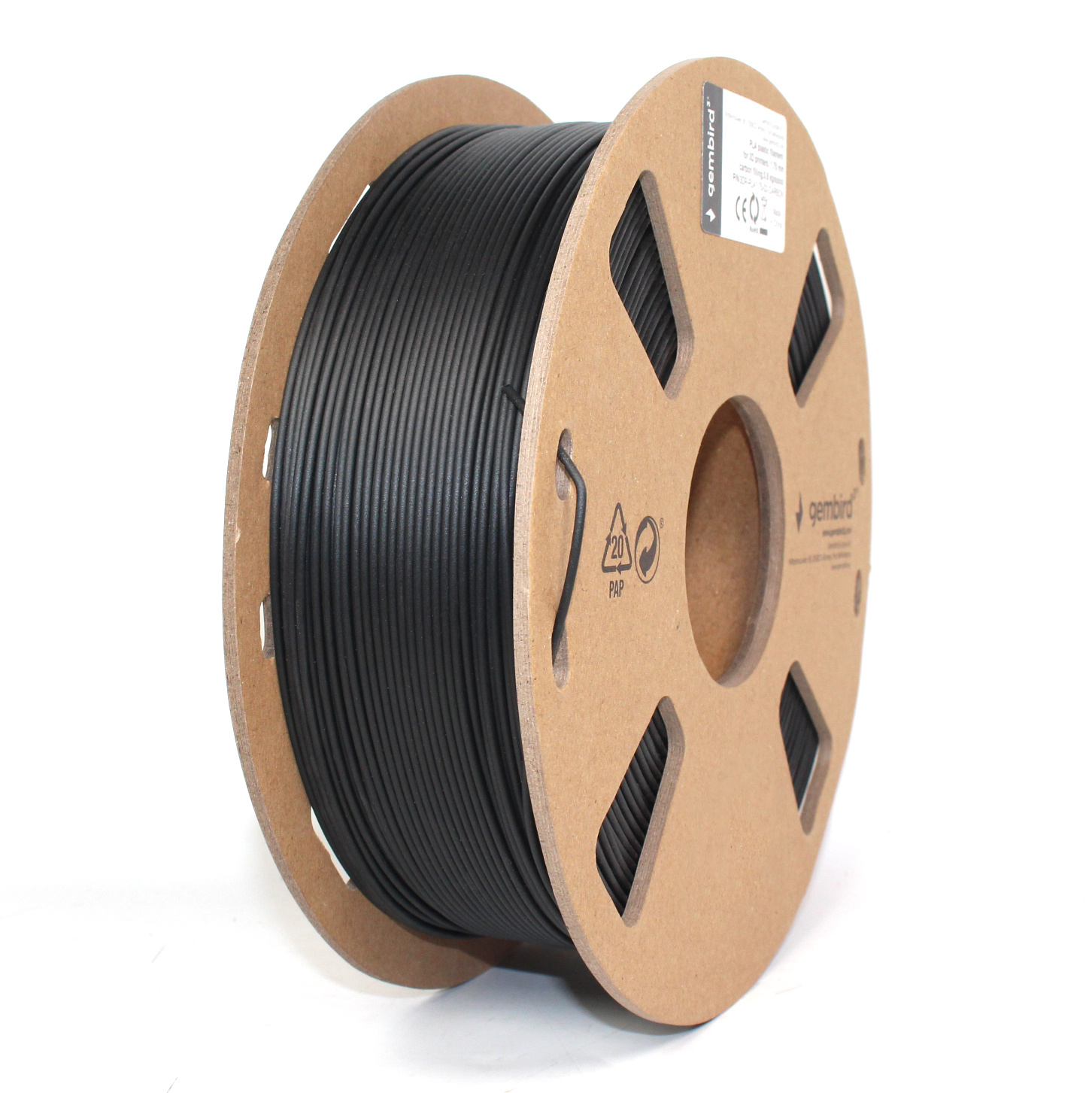 Gembird 3DP-PLA1.75-02-CARBON 3D-printmateriaal Polymelkzuur Zwart 800 g
