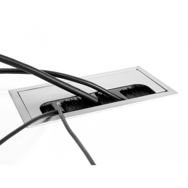 Delock Cable grommet for table mounting with brush 160 x 80 x 28 mm silver