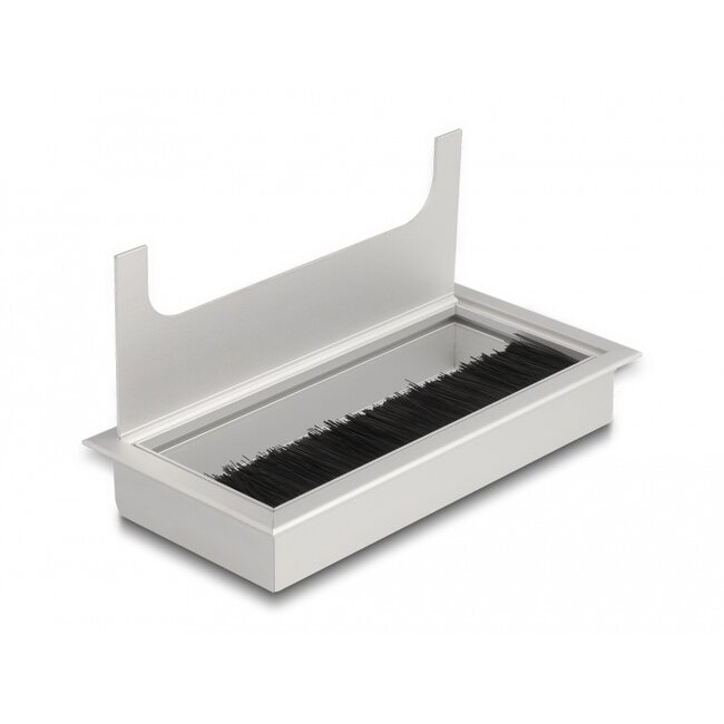 Delock Cable grommet for table mounting with brush 160 x 80 x 28 mm silver