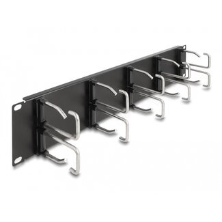 DeLOCK Delock 19″ Cable Management Routing Panel with 10 metal hooks 2U black