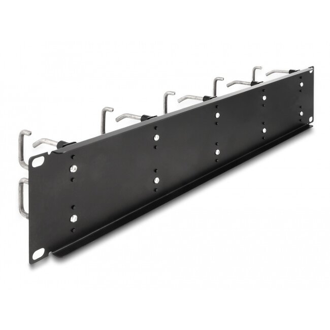 Delock 19″ Cable Management Routing Panel with 10 metal hooks 2U black