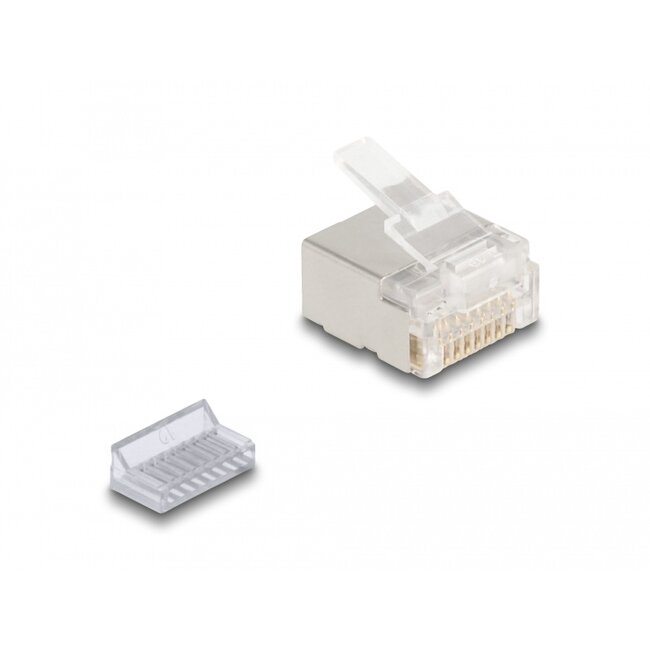 Delock RJ45 Modular Plug Cat.6A for slim and flat cable 100 pcs set