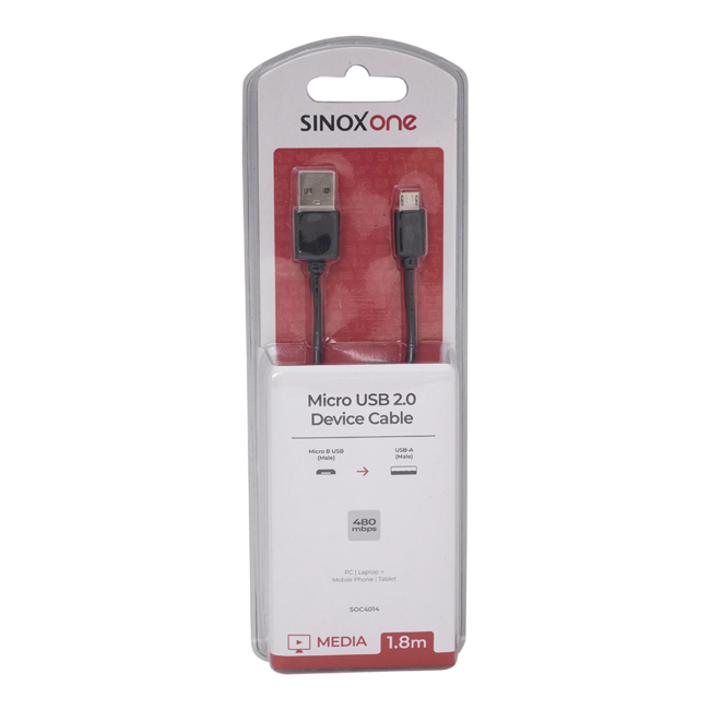 Sinox Aansluitkabel USB-A -micro USB 1,8 mtr.