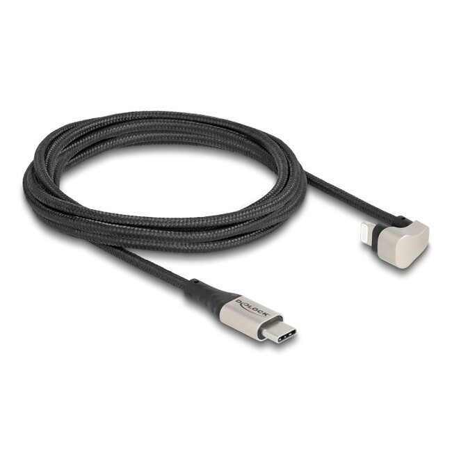 Delock Data and charging cable USB Type-C™ to Lightning™ for iPhone™ and iPad™ 180° angled 2 m MFi