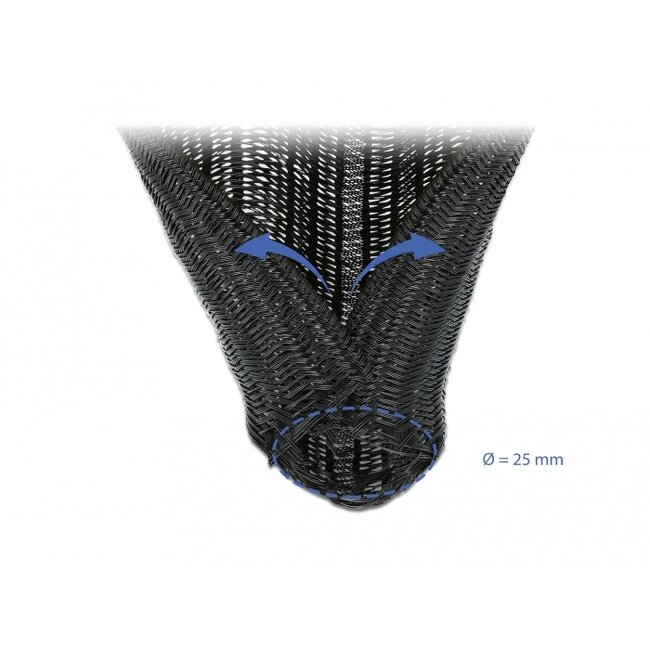 Delock Braided Sleeve self-closing 2 m x 25 mm black